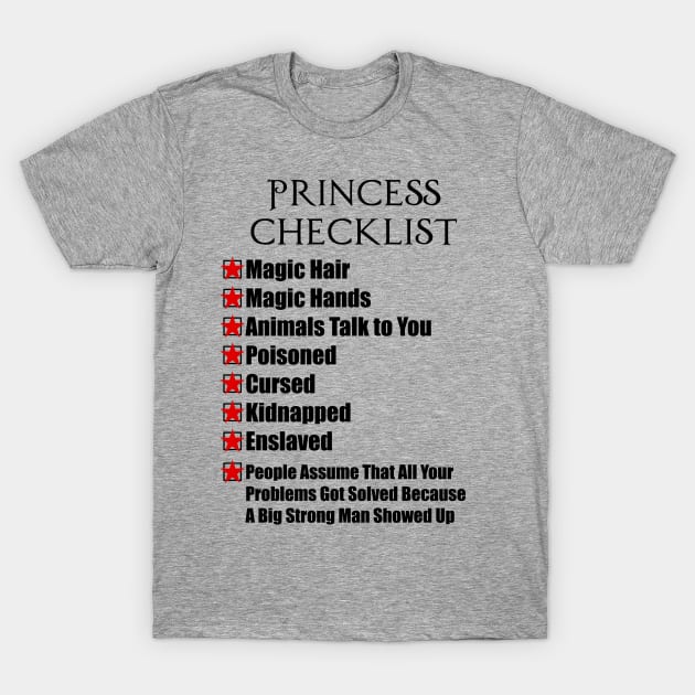 Princess Bucky Checklist T-Shirt by Couplethatgeekstogether